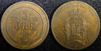 5 Öre SWEDEN Oscar II 1884  small letters Mintage- 784,140 KM# 736 (22 975) Uncertified