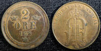 Sweden Oscar II Copper 1878 2 Ore KM# 746  (23 138) Uncertified