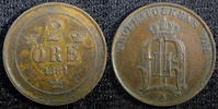 Sweden Oscar II Copper 1881 2 Ore KM# 746  (23 139) Uncertified