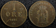 1 Öre Sweden Oscar II Bronze 1881  extra Large letters KM# 750 (22 144) Uncertified