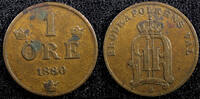 1 Öre Sweden Oscar II Bronze 1880  Large letters KM# 750 (23 151) Uncertified