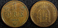 Bronze SWEDEN Oscar II  1893 1 ORE KEY DATE KM# 750 (23 146) Uncertified