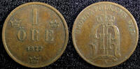 Bronze SWEDEN Oscar II  1877 1 Ore Large Letters KM# 745 (23 150) Uncertified