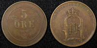 5 Öre SWEDEN Oscar II Bronze 1898  27mm KM# 757 (22 959) Uncertified