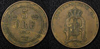 5 Öre SWEDEN Oscar II Bronze 1891  27mm KM# 757 (22 958) Uncertified