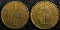 SWEDEN Oscar II 1894 1 Ore Mintage-590,000 Large Letters RARE DATE KM#750 (160) Uncertified