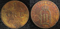 1 Öre Sweden Oscar II Bronze 1890  Large letters KM# 750 (23 162) Uncertified