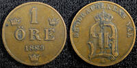1 Öre Sweden Oscar II Bronze 1889  Large letters KM# 750 (23 161) Uncertified