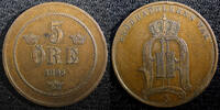 Bronze SWEDEN Oscar II (1872-1907)  1895 5 ORE Mintage-529,000 KM# 757 (23 178 ) Uncertified