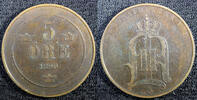 Bronze SWEDEN Oscar II (1872-1907)  1890 5 ORE Mintage-339,000 KM# 757 (22 966) Uncertified
