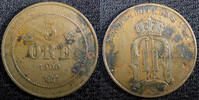5 Öre SWEDEN Oscar II Bronze 1900  27mm Mintage-365,000 KM# 757 (22 961) Uncertified
