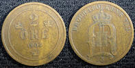 Sweden Bronze SWEDEN Oscar II 1904 2 Ore Large Letters KM# 746 (23 114) -