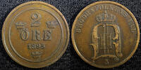 Sweden Ore Sweden Oscar II Copper 1895 2 Ore Mintage-781,000 KM# 746 (23 123) -