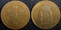 Sweden Ore Sweden Oscar II Copper 1884 2 Ore KM# 746 (23 124) -