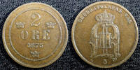 Sweden Ore Sweden Oscar II Copper 1875 2 Ore SCARCE KM# 735 (23 119) -