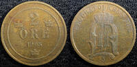 Sweden Bronze SWEDEN Oscar II 1905 2 Ore Large Letters LAST YEAR XF KM# 746 (23 115) -