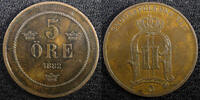Sweden 5 Öre SWEDEN Oscar II Bronze 1892 27mm Mintage-585 751 KM# 757 (22 971) -