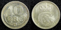 10 Øre Denmark Christian X Silver 1918  UNC KM# 818.1 (23 099)