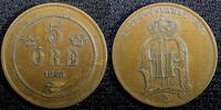 Sweden Bronze SWEDEN Oscar II 1875 5 ORE KM# 736 (22 970) -