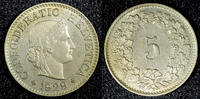 Switzerland 5 Rappen SWITZERLAND Copper-Nickel 1929 UNC Toned KM# 26 (23 372) -