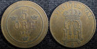 Sweden 5 Öre Sweden Oscar II Bronze 1907 EB KM# 770 (23 171) -