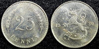 FINLAND Copper-Nickel 1930 S 25 Penniä BU Coin KM# 25 (23 027) Uncertified