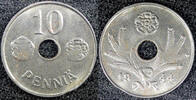 10 Pennia FINLAND Iron 1944  WWII Issue BU Coin KM#34.1 (23 021) Uncertified