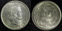 Switzerland 20 Rappen Switzerland Copper-Nickel 1969 B UNC KM# 29a (23 585) -
