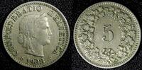 Switzerland 5 Rappen SWITZERLAND Copper-Nickel 1908 B KM# 26 (23 767) -
