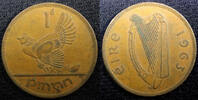 Ireland 1 Penny Ireland Republic Bronze 1963 Hen with chicks KM# 11 (081) -