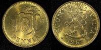 Finland Aluminum-Bronze 1967 10 Penniä KEY DATE UNC/BU KM# 46 (23 985)