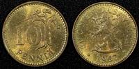 Finland Aluminum-Bronze 1967 10 Penniä KEY DATE UNC/BU KM# 46 (23 984)