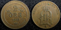 Sweden Ore Sweden Oscar II Copper 1883 2 Ore XF KM# 746 (23 129) -