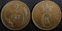 Bronze Denmark Christian IX  1899 VBP 2 Ore KM# 793.2 (23 779) Uncertified