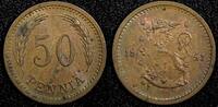 Finland 50 Penniä Finland Copper 1941 S 50 Penniä WWII Issue KM# 26a (24 144) -