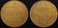 Sweden 5 Öre SWEDEN Gustaf V Bronze 1935 aUNC KM# 777.2 (24 097) -