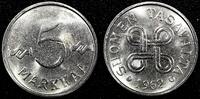 Finland 5 Markkaa Finland Nickel Plated Iron 1962 BETTER DATE UNC KM# 37a (24 092) -