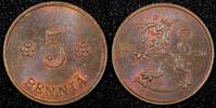 Finland 5 Penniä FINLAND Copper 1930 5 Penniä UNC Toned KM# 22 (24 011) -