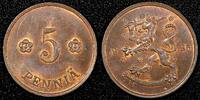 Finland 5 Penniä FINLAND Copper 1935 5 Penniä UNC KM# 22 (24 004) -