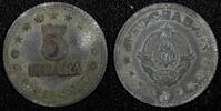 Yugoslavia 5 Dinara Yugoslavia Zinc 1945 WWII Issue 26.5mm 1 Year Type KM# 28 (24 550) -