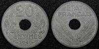 France 20 Centimes FRANCE Vichy French State Zinc 1941 WWII Issue 24.5mm KM# 900.1 (1) -