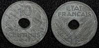 France 10 Centimes FRANCE Zinc 1943 WWII Issue XF KM# 903 (24 977) -