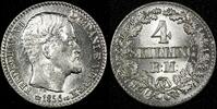 Denmark 4 Skilling Rigsmont DENMARK Frederik VII Silver 1856 VS UNC Luster KM# 758.2(0) -