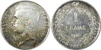 Belgium 1 Franc BELGIUM Albert I Silver 1913 French text Toned KM# 72 (25 111) -