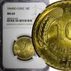 Chile 10 Centesimos CHILE Aluminum-Bronze 1964 SO NGC MS64 KM# 191 (037) -