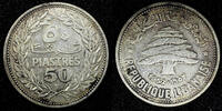 Lebanon 50 Piastres LEBANON Silver 1952 cedar tree Dutch Mint 1 YEAR TYPE KM# 17 (672) -