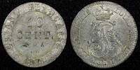 French Guiana 10 Centimes French Guiana Louis Philippe I Silver 1846 A Toned KM# A2 (27 144) -
