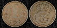 1 Øre DENMARK Christian X Bronze 1921  ch.XF KM# 812.2 (27 235) Uncertified