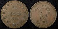 Finland 10 Penniä Finland Nicholas II Copper 1905 10 Penniä Mintage-500,000 KM# 14 (27 151) -