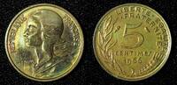 France 5 Centimes FRANCE Aluminum-Bronze 1966 1st Year Type RAINBOW UNC KM# 933 (90) -